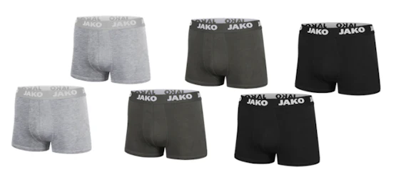 12x Jako Boxershorts für 40€- in den Farben Schwarz, Anthrazit und Grau
