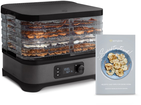 *Vorbei*Dörrautomat Dora + Rezeptbuch für 68€ – BPA-frei, mit 5 Rosten & digitialer Zeitschaltuhr