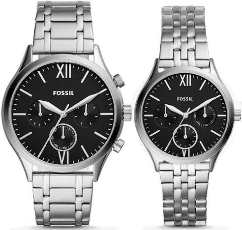 Nice! Fossil BQ2469 Damen- & Herrenuhr-Set für 63€ ⌚🥰 - Chronograph mit Edelstahlarmband