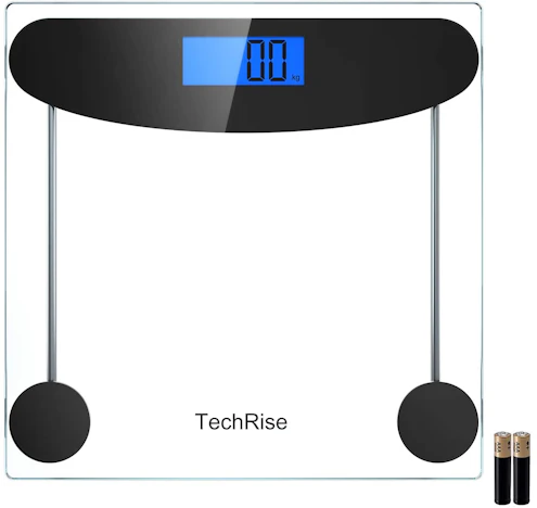 TechRise digitale Personenwaage für 8€ - mit LCD-Display und gehärtetem Glas