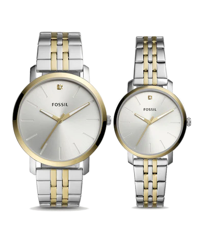Fossil Lux Luther BQ2467SET für 79€ – Damen- & Herrenuhren-Set in Edelstahl Bicolor