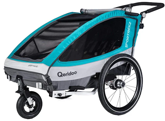 Qeridoo Sportrex 2 (2019) für 296€ – Kinderfahrradanhänger für 2 Kinder, als Kinderwagen/Baby-Jogger geeignet