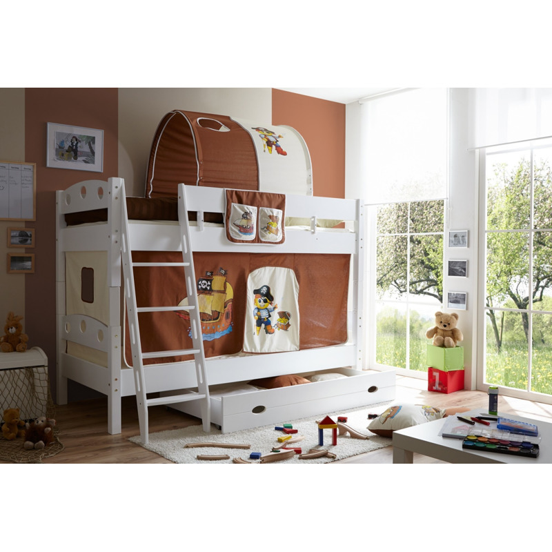 Ticaa Kenny Kiefer massiv Weiß - Pirat Braun-Beige 90 x 200 cm (930341): Spart 65,15€
