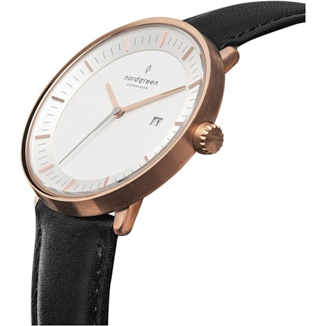 Nordgreen Philosopher 36 mm roségold/Leder schwarz mit 51,75€ Ersparnis