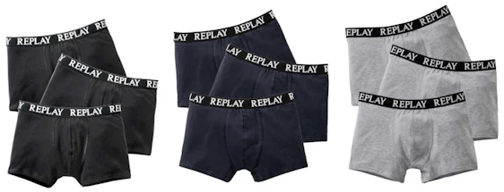 6x Replay Boxershorts für 37€ - in drei verschiedenen Farben und vielen Größen