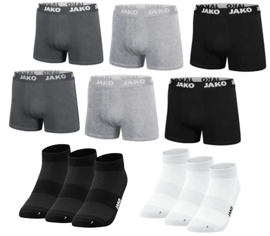 Jako Unterwäsche-Set für 30€ - 6 Paar Boxershorts und 6 Paar Socken, Farben und Größen frei kombinierbar