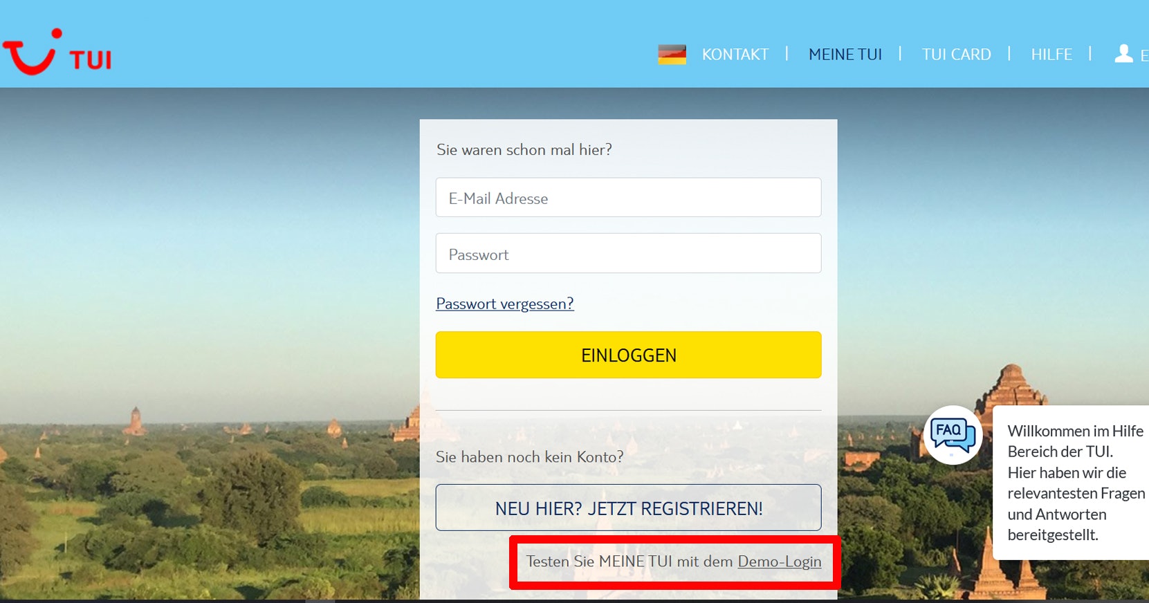 Meine TUI Demo-Login