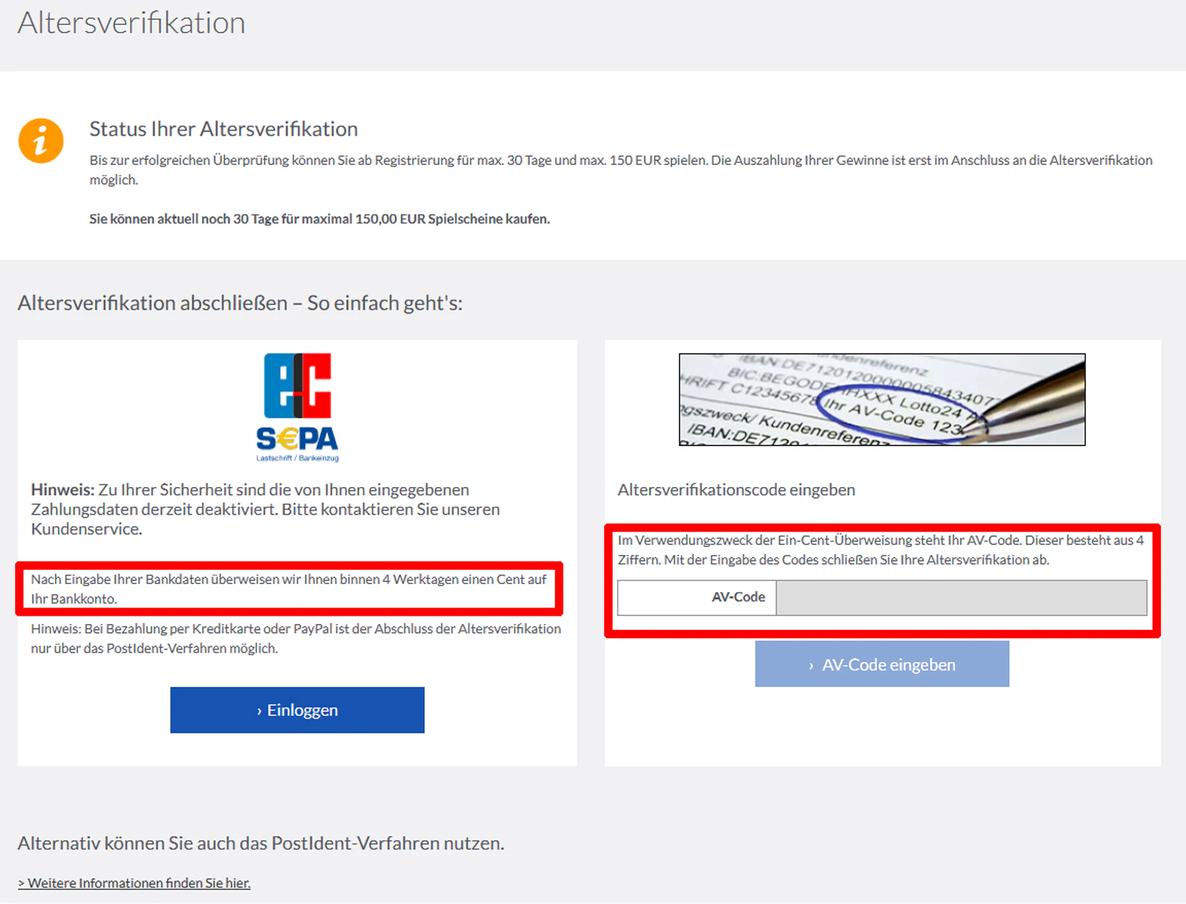 Altersverifikation wählen