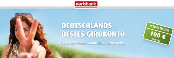 Letzte Chance: Kostenloses Norisbank-Girokonto mit 100€-Barprämie » komplett kostenlos ohne Gebühren 💰
