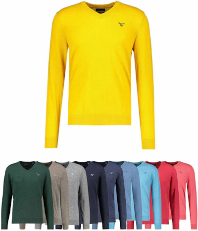 Gant Lambswool-Pullover für 50€ – Herren-Wollpullover mit V-Neck, mit Größen- & Farbauswahl