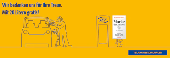 Gratis tanken bei Jet » 20l Benzin oder Diesel kostenlos an täglich wechselnden Jet-Tankstellen ⛽