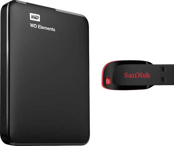 WD Elements Portable 1TB + SanDisk Cruzer Blade (32 GB) für 48€ – externe 2,5″ USB 3.0 Festplatte mit USB-Stick