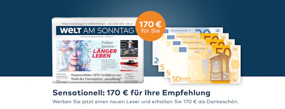 Welt am Sonntag Jahresabo für 246€ + 170€ Bargeldprämie