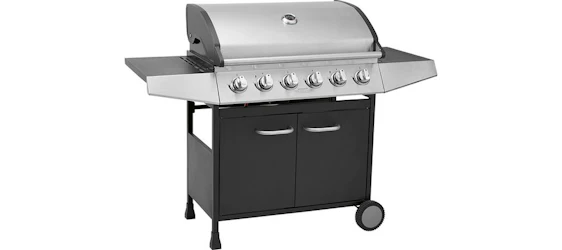 Gasgrill 6-Brenner für 160€ - mit Deckelthermometer und Warmhalterost