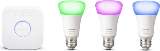Philips Hue White & Color Ambiance Starter Kit für 107€ – 3 dimmbare E27-Leuchten & Bridge, 5. Generation