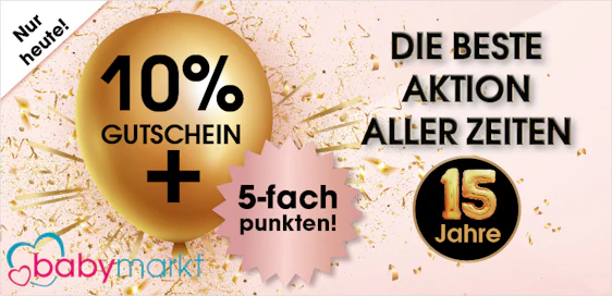 Nur heute bei Babymarkt.de: 10% Rabatt auf fast alles + 5x Punkte sammeln