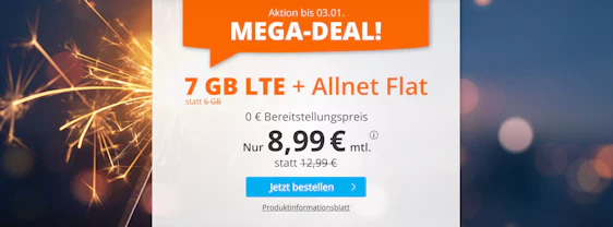 Letzte Chance! LTE All 6+1 für 8,99€/Monat bei Sim.de – 7 GB LTE 50, Allnet- & SMS-Flat, EU-Roaming