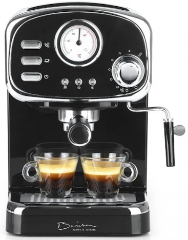 Gourmetmaxx Siebträger-/Espressomaschine Retro für 100€ – analoge Temperaturanzeige, Tassenwärmer & Milchaufschäumer