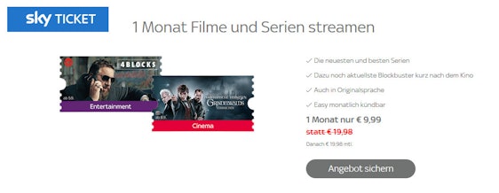 Wieder da! Sky Cinema-Ticket 🎥 + Sky Entertainment-Ticket 📺 bis Ende September für 9,99€ – Blockbuster und Serien-Hits
