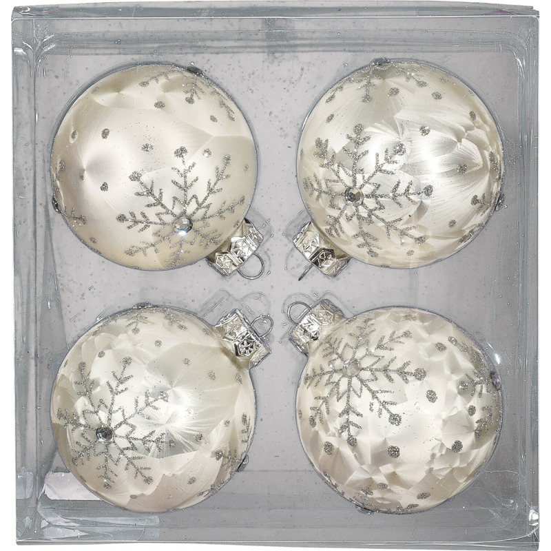 3,83€ auf HGD Weihnachtsbaumkugeln 8cm 4er-Set eisweiß (GC09-83300) sparen