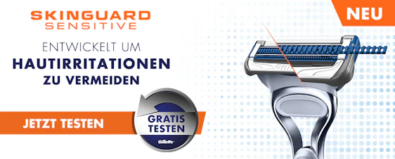 Gillette Skinguard Sensitive-Rasierer kostenlos testen - durch Geld-zurück-Garantie