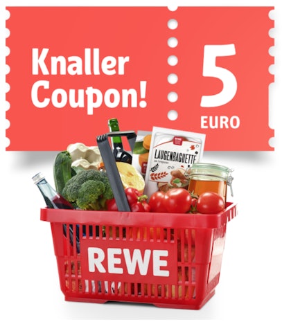 Nur noch heute! 5€ Rewe-Gutschein - ab 40€ Einkaufswert