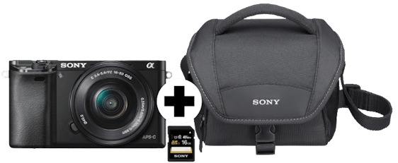 Sony Alpha 6000-Kit für 435€ – Systemkamera, Objektiv (16-50 mm), Tasche und 16GB SD-Card