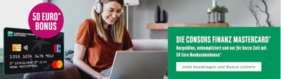 Consors Finanz Mastercard mit 50€ Gutschrift » kostenlose Kreditkarte ohne Fremdwährungsgebühren 💳