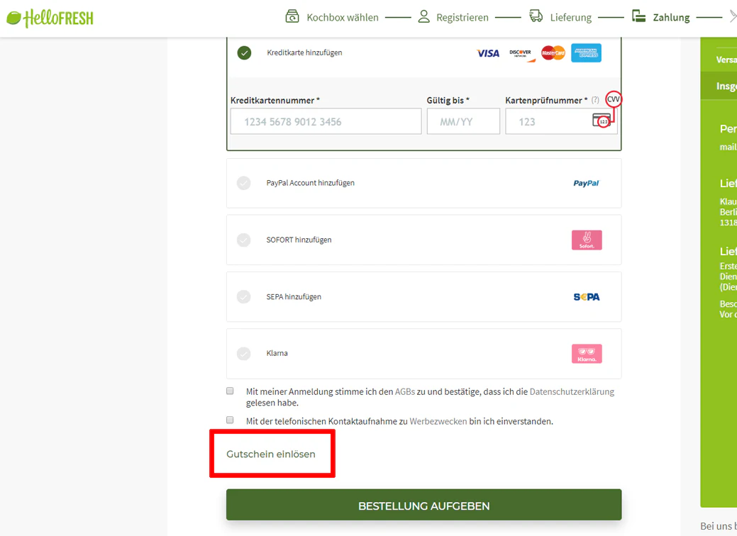 Hier HelloFresh Gutschein einlösen