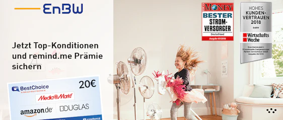 Bis Mitternacht!⚡Günstiger als Check24 & Verivox bis 4.500 kWh » Stromanbieterwechsel zu EnBW + 20€ Bestchoice-Gutschein als Prämie