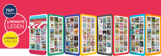 Letzte Chance! 1 Monat zahlen, 3 Monate lesen! United Kiosk News für 9,90€ - Über 700 Magazine zur Auswahl