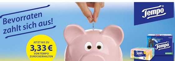 1 Packung Tempo Päckchen + 1 Tempo Box kostenlos erhalten - dank Geld-zurück-Aktion