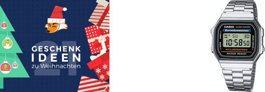 Geschenkidee für Retro-Zeitansager: Casio A168WA-1 für 24€ - 90er-Digitaluhr, spritzwassergeschützt