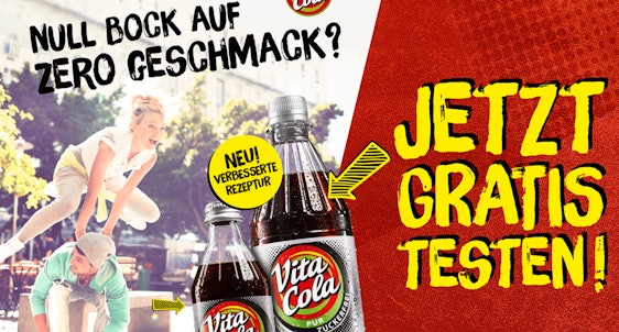 Vita Cola Pur zuckerfrei kostenlos testen - 1,0l- oder 0,33l-Aktionsflasche