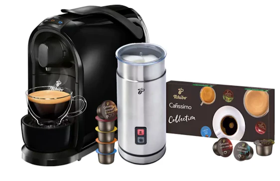 Tchibo Cafissimo Pure für 54€ – Kapselmaschine mit 9 Kapseln und Milchaufschäumer