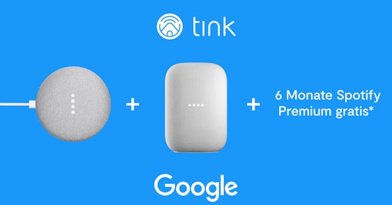 Top Deals bei Tink + 6 Monate Spotify Premium gratis - z.B. 2 x Google Nest Audio + Google Nest Mini für 99€
