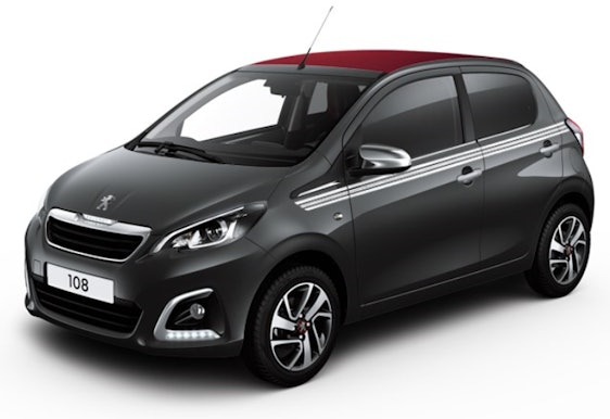 Bestpreis! Peugeot 108 Top! Collection (72PS) in Schwarz für 59€/Monat + 790€ Überführung - im Privat- und Gewerbeleasing über 24 Monate mit 10.000km/Jahr