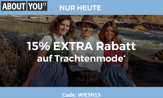 15% Extra-Rabatt auf Trachtenmode ab 75€ MBW bei About You – z.B.: Stockerpoint Dirndl 'Ditta' für 102€