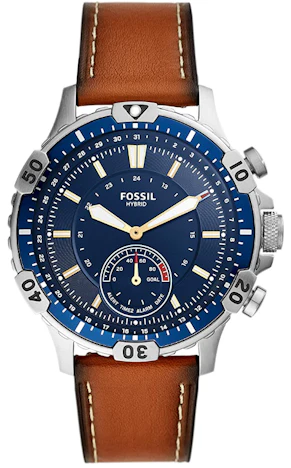 Fossil Garret Hybrid für 85€ - Smartwatch mit braunem Lederarmband