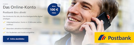 Postbank Giro Direkt mit bis zu 100€ Bargeld-Prämie » kostenlos für Azubis & Studenten (sonst 1,90€ im Monat)