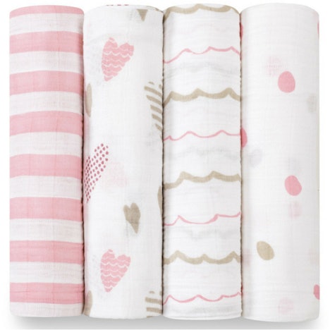 aden + anais Muslin Swaddle 120 x 120 cm (Pack of 4) Heart Breaker mit 19,18€ Rabatt