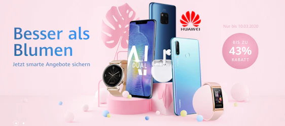 Angebote zum Weltfrauentag bei Huawei – z.B.: Huawei Mate 30 Pro 256GB + FreeBuds 3 für 901€