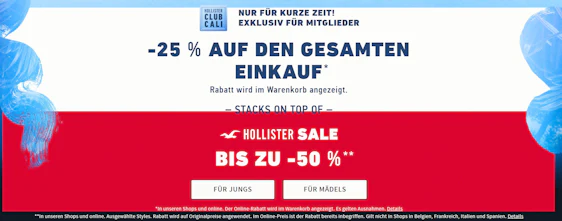 50% Rabatt im Sale bei Hollister – z.B.: Zip-Hoodie mit Logo für 35€