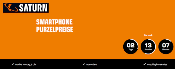 Smartphone-Purzelpreise bei Saturn − Unsere Top 5, z.B.: Apple iPhone 7 Gold (32GB) für 258€