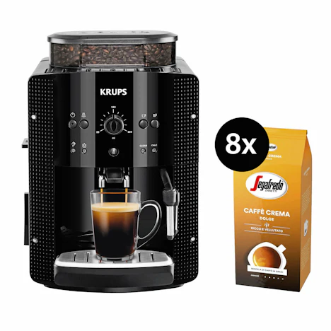 Krups EA8108 + 8kg Segafredo Caffe Crema für 230€ - Kaffeevollautomat mit Milchaufschäumer