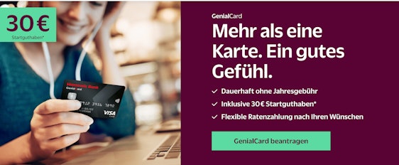 Top! Hanseatic GenialCard mit 30€ Startguthaben » kostenlose Visa-Kreditkarte weltweit ohne Gebühren 💳