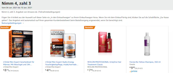 Nimm 4, zahl 3: Drogerieprodukte bei Amazon - z.B.: 4x FA Festseife für 0,91€