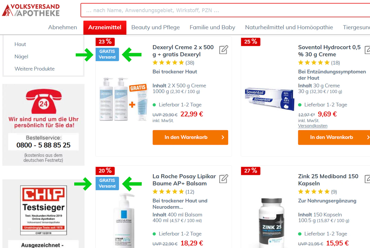 Volksversand Versandapotheke versandkostenfrei