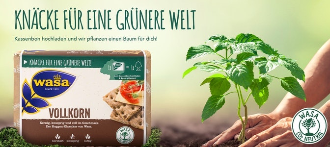 Knäcke für eine grünere Welt! Pflanze einen Baum mit dem Kauf von Wasa Knäckebrot