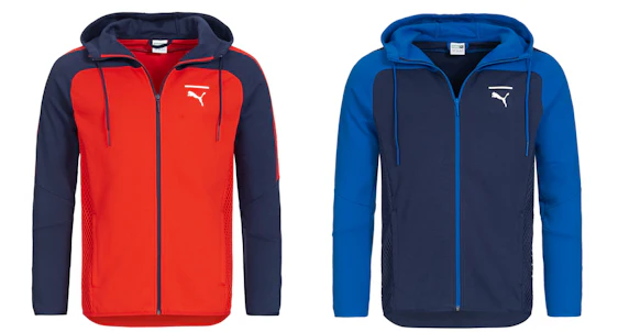 Puma Pace Net Colorblock für 30€ - Herren Sweatjacke in Rot oder Blau